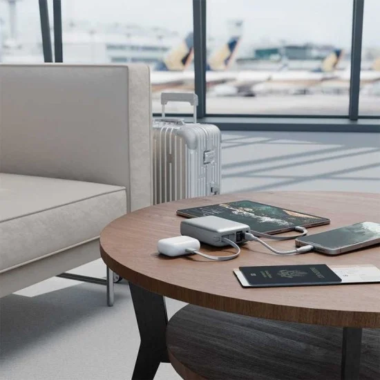 Bazic Gopower Fusion Mini 20K, 3In1 20000Mah Powerbank With Built-In Usb-C And Lightning Cable - Pebble